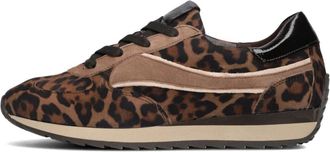 Softwaves Lage sneakers met panterprint - Dames - Sneakers - Bruin - 39 EU - Su&egrave;de - Schoenen