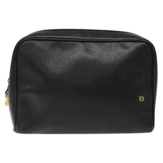Loewe Pre-owned Clutches, unisex, Black, Size: ONE SIZE Pre-owned Anagram clutch bag