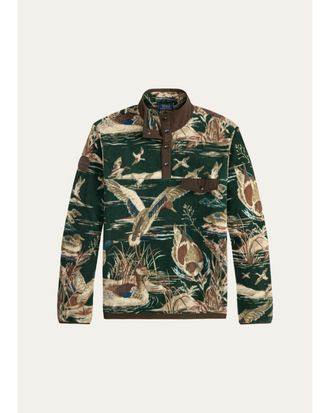 Polo Ralph Lauren Mens Duck-Print Brushed Fleece Pullover