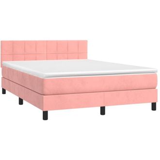 vidaXL Vidaxl - Cama Box Spring Con Colch&oacute;n Terciopelo Rosa 140x200 Cm