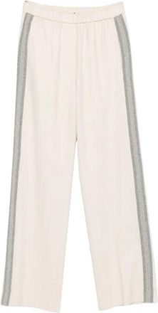 PESERICO Side-stripe Track Pants - Dames - Sweatpants - Beige - S - Katoen - Broeken