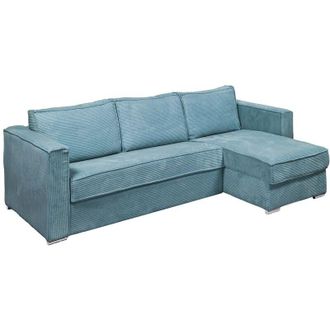 Vente-Unique Divano letto angolare ribalta angolo rever. Letto doghe larghe 140 Mater. 22 memory foam in Velluto a coste Beige - loreto