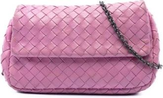 Bottega Veneta Pre-owned Woven Crossbody Bag - Dames - Vintage Schoudertas - Roze - ONE Size - Leer - Vintage