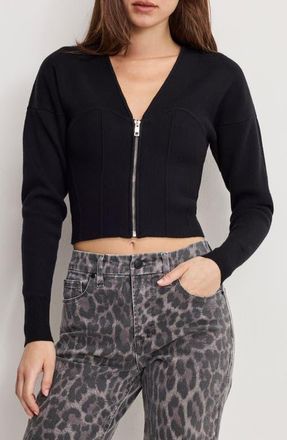 Good American Zip Front Bustier Sweater in Black001 at Nordstrom, Size 3X-Large