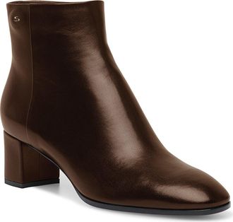 Santoni Womens leather mid-heel ankle boot in Dark Brown-T50 at Nordstrom, Size 10.5