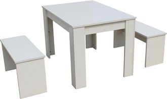 Habitat et Jardin Mesa Y 2 Bancos tino - 140 X 74 X 70 Cm - Blanco