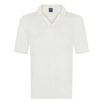 Fedeli V-neck Knitwear, male, White, Size: L Polo Sweater