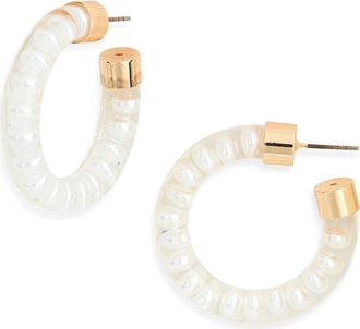 Nordstrom Rack Resin Beaded Hoop Earrings in White- Gold at Nordstrom Rack