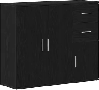 vidaXL Credenza Rovere Nero 91x29,5x75 Cm In Legno Multistrato - Vidaxl