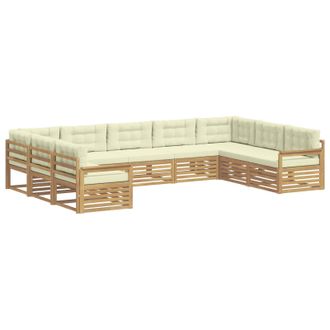 vidaXL Conjunto De Sof&aacute;s De Exterior 9 Uds. Blanco Y Crema Vidaxl