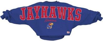 Pressbox Womens Pressbox Royal Kansas Jayhawks Flannigan Oversized Dolman Pullover Sweatshirt at Nordstrom