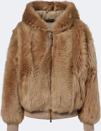 Brunello Cucinelli Monili shearling hooded shearling jacket