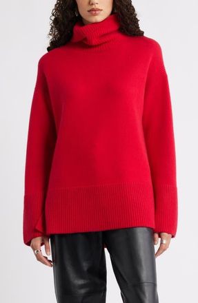 Nordstrom Wool & Cashmere Turtleneck Sweater in Red Lychee at Nordstrom, Size Xx-Small
