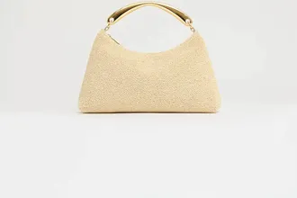 Mansur Gavriel Womens Metal Handle Rhea Bag In Jasmine Textured Raffia