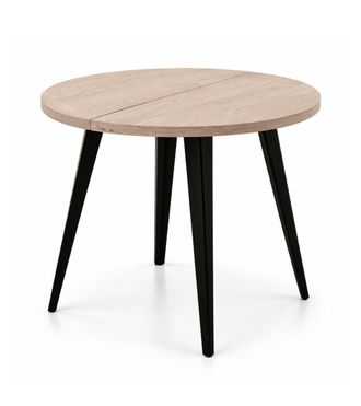 Home Heavenly Mesa redonda extensible beige y patas negras 76 x 100-140-180 x 100 cm