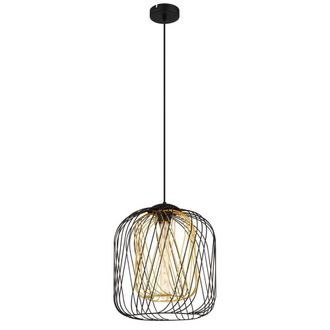 Netlighting Dichti 35cm Wire Frame Pendant Ceiling Light Matt Black 1x E27