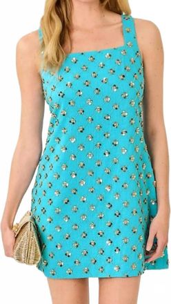 Lilly Pulitzer Tamala Shift Dress In Turquoise Tide Beaded Sequin