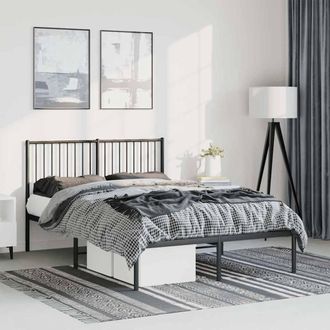 vidaXL Estructura Cama Sin Colch&oacute;n Con Cabecero Metal Negro 135x190 Cm Vidaxl