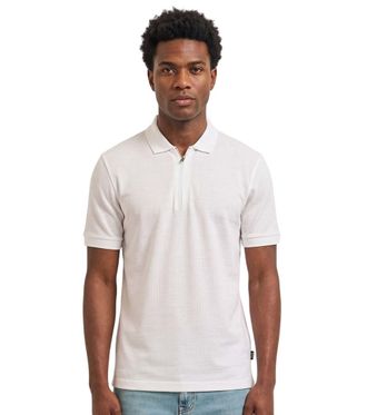 HUGO BOSS White Shirt Collar Polos
