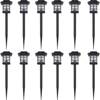 vidaXL Outdoor Solar Lamp LED Light 12 pcs Spike 8.6 x 8.6 x 38 cm vidaXL