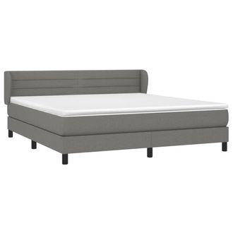 vidaXL Cama Box Spring Con Colch&oacute;n Tela Gris Oscuro 160x200 Cm Vidaxl