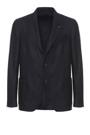 Lardini Tailored Wool Jacket with Classic Lapel and Iconic Pin
