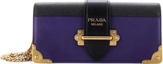Prada Cahier Chain City clutch van saffiano en kalfsleer - Zwart