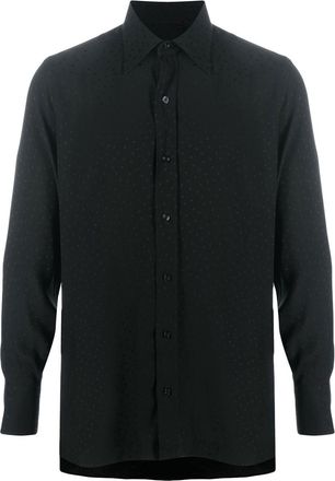 Tom Ford polka-dot long-sleeve shirt - men - Silk/Viscose - 38 - Black