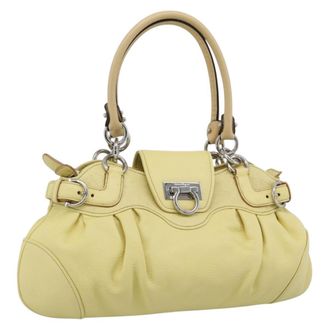 Ferragamo Gancini Leather Yellow Leather Handbag (Pre-Owned)