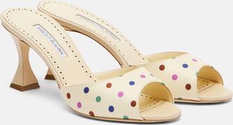 Manolo Blahnik Jadaron polka-dot twill mules