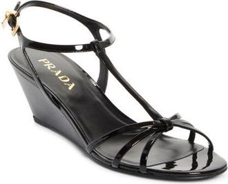 Prada Cage Wedge Sandal in Black at Nordstrom, Size 10.5Us