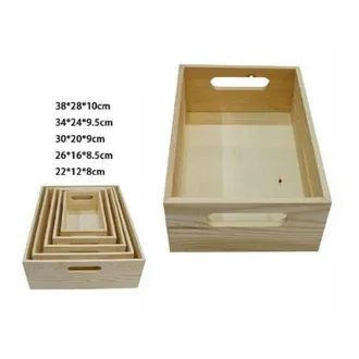 Trade Shop Trade Shop - Set 5 Cassette Cassetta In Legno Naturale Decoupage Matrioska Scatola