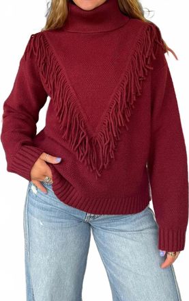Hem & Thread Fringe Sweater In Burgundy