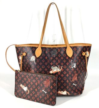 Louis Vuitton Brown Orange Monogram Leather Pouch Shoulder Bag Tote Bag (Pre-Owned)