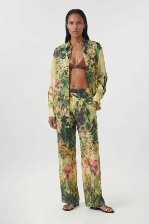 Karen Millen Womens Beach Tropical Spun Viscose Cover Up Trouser - Multicolour