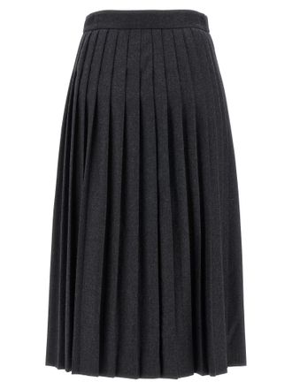 Prada Womens Gray Virgin Wool Midi Skirt