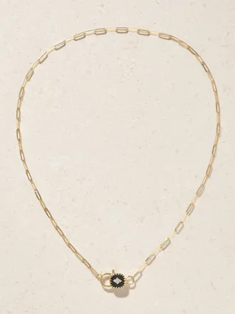 Pascale Monvoisin Collana In Oro 9 Carati E Resina Con Diamanti Ginger - Nero