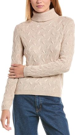 Sofiacashmere Rib Cable Turtleneck Wool & Cashmere-Blend Sweater