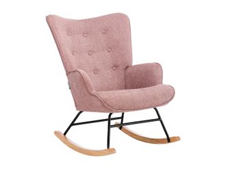 Vente-Unique Poltrona A Dondolo In Tessuto Melange Rosa Elmina