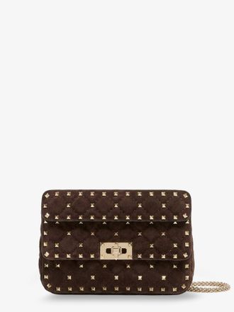 Valentino Garavani Borsa a tracolla Rockstud Spike in suede con borchie all-over - VALENTINO GARAVANI - gender_Woman