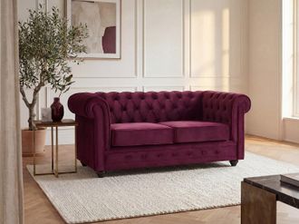 Vente-Unique Divano 2 posti Velluto Porpora - CHESTERFIELD