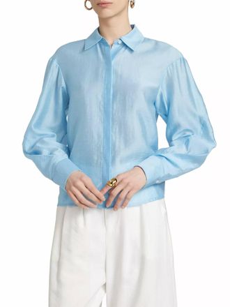 Derek Lam Juni Button Down Blouse In Azure