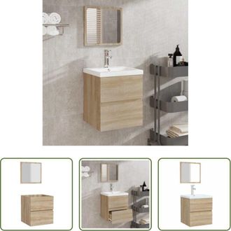 vidaXL vidaXL Mobile da bagno - Mobile da Bagno con Specchio Rovere Sonoma in Legno Multistrato