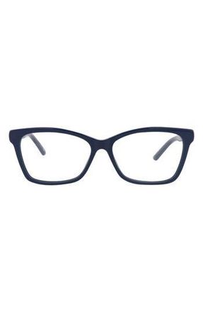 Balenciaga 52mm Square Optical Glasses in Blue Blue Transparent at Nordstrom Rack