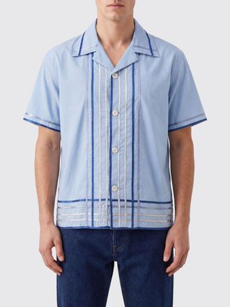 Bode Camicia bowling a righe in cotone con colletto cubano a maniche corte