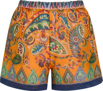 Etro Paisley-print Ramie Shorts - Orange - S (UK8-10 / S)
