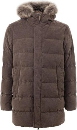 Herno Bruine Katoenen Hoodie Jas - Heren - Winterjassen - Bruin - L - Katoen - Jassen