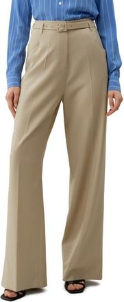 LilySilk Silk Wool High-Waisted Wide-Leg Pant in Almond at Nordstrom, Size 4