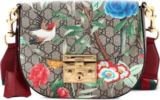 Gucci Padlock Saddle Tian Print GG Coated Canvas Medium shoulder bag - Bruin