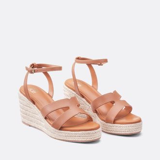 La Redoute Collections Leren espadrilles met sleehak